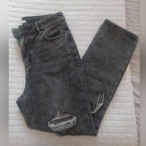 Pacsun mom jean size 28 distressed rips dark wash black denim